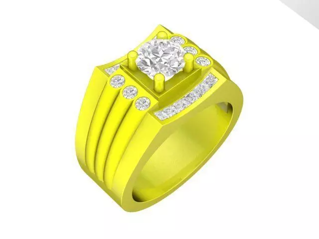 Bold Square Head Diamond Ring for Men 4826 3D print model