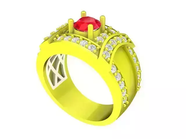 Luxury Men Ring with Center Gemstone and Diamond Accents 4827 3D print model