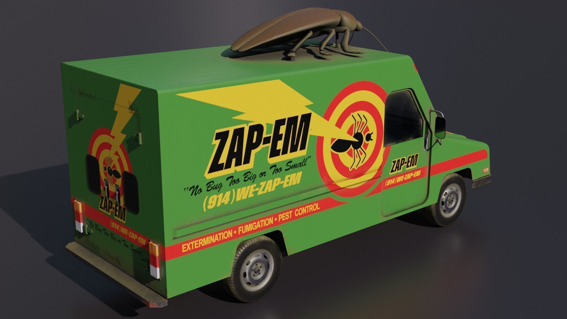 The Bug van Low-poly 3D model_1