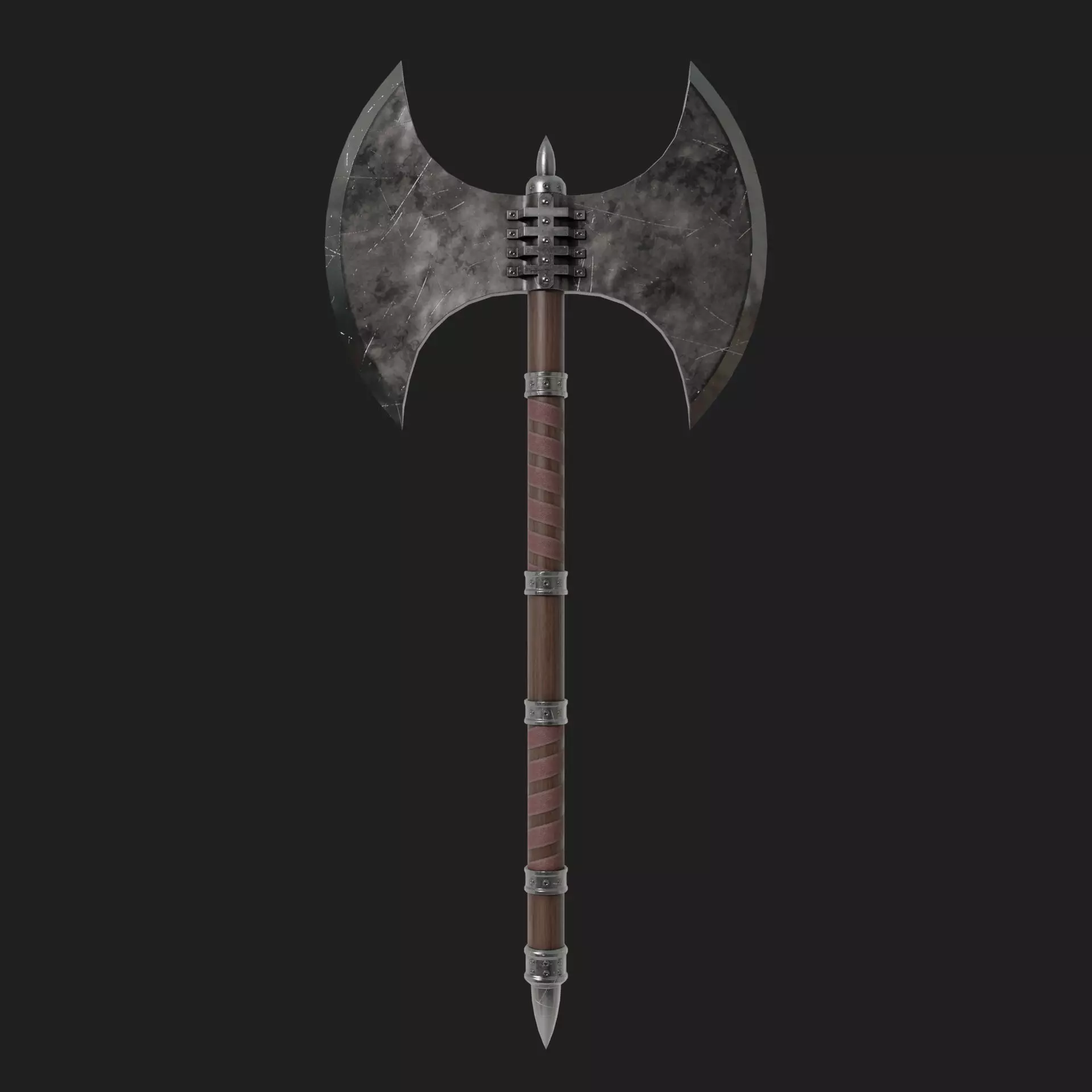 Game ready medieval axe 2  Low-poly 3D model_0