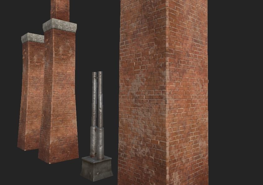 Brick Chimney Low-poly 3D model_3