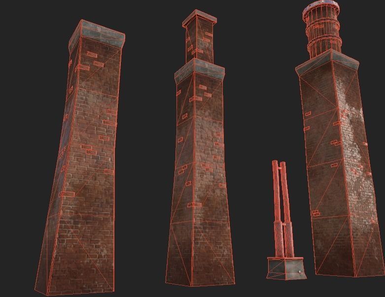 Brick Chimney Low-poly 3D model_6