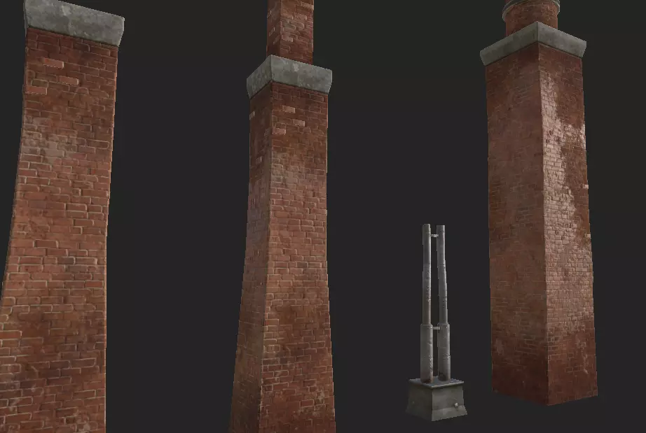 Brick Chimney Low-poly 3D model_0