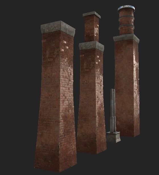 Brick Chimney Low-poly 3D model_2