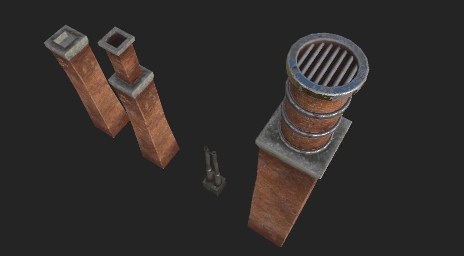 Brick Chimney Low-poly 3D model_5