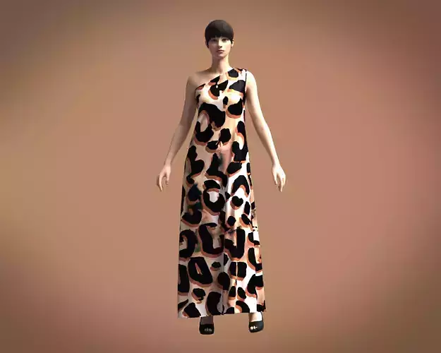 Girls-Animal Printed Long Dress