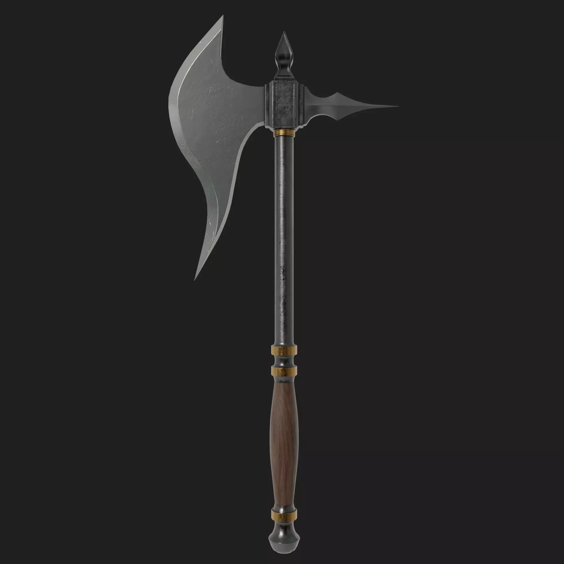Game ready medieval axe 3  Low-poly 3D model_0