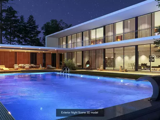 Exterior  night Scene 3D model  3D Model Collection