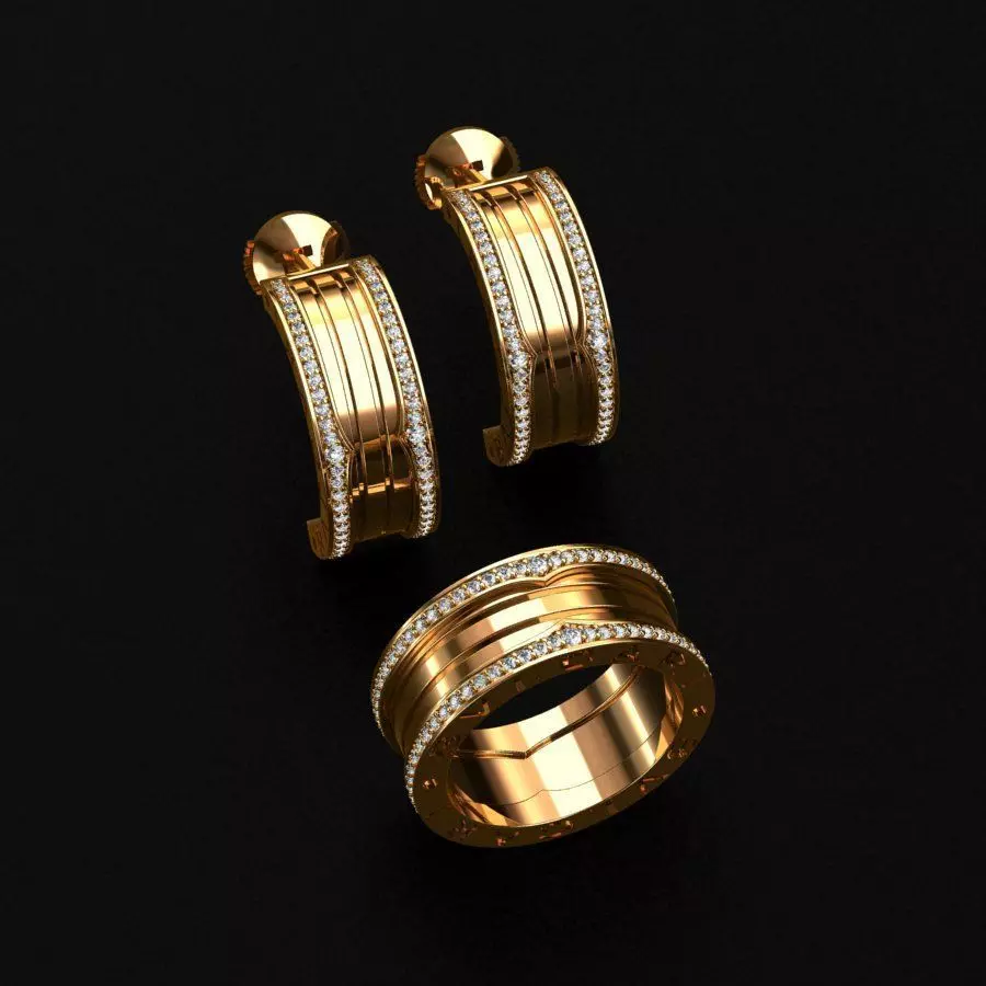 Ring and Earrings 3D print model_0