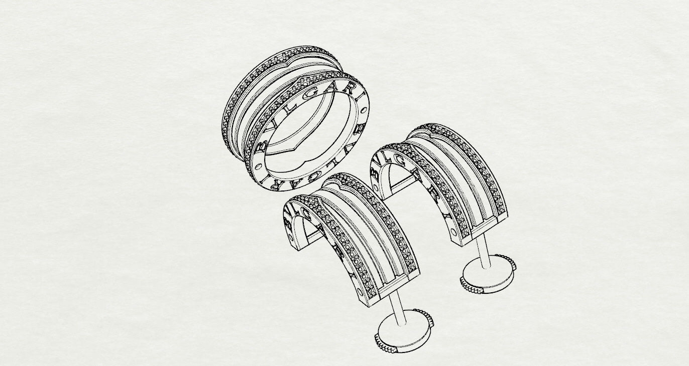 Ring and Earrings 3D print model_19