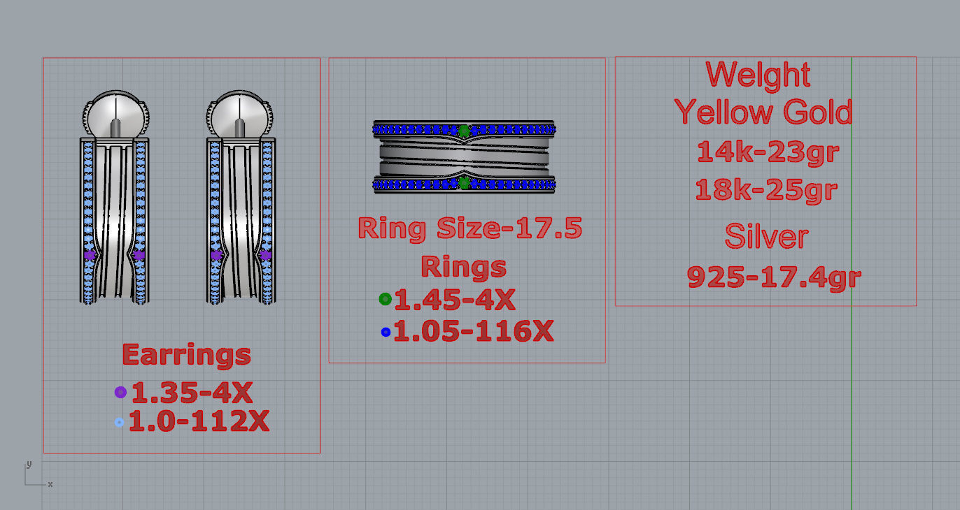Ring and Earrings 3D print model_4