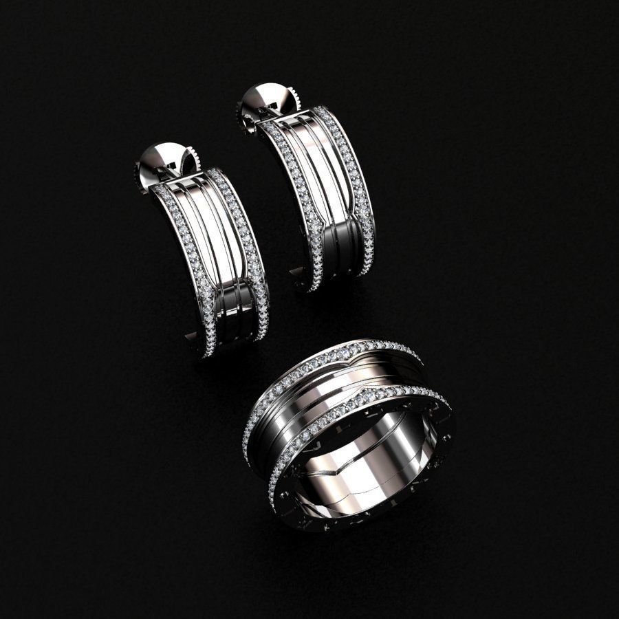 Ring and Earrings 3D print model_1