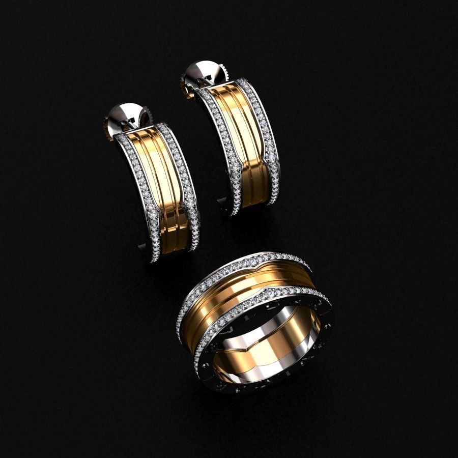 Ring and Earrings 3D print model_2