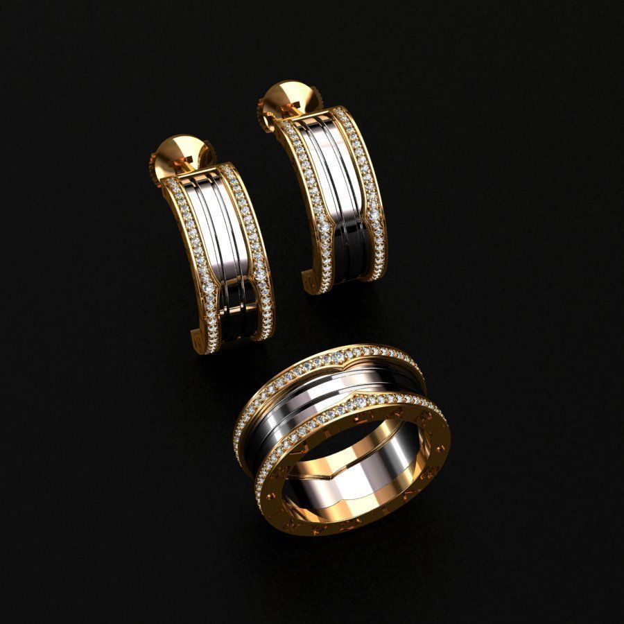 Ring and Earrings 3D print model_3