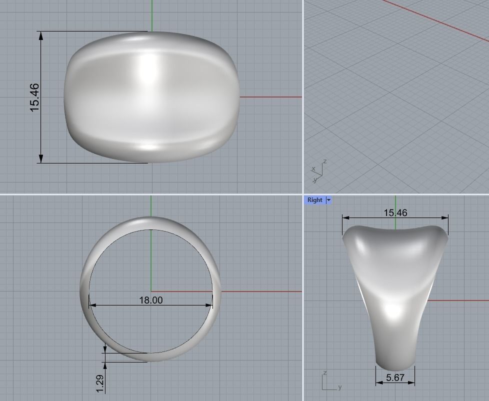 Curved signet  3D print model_1