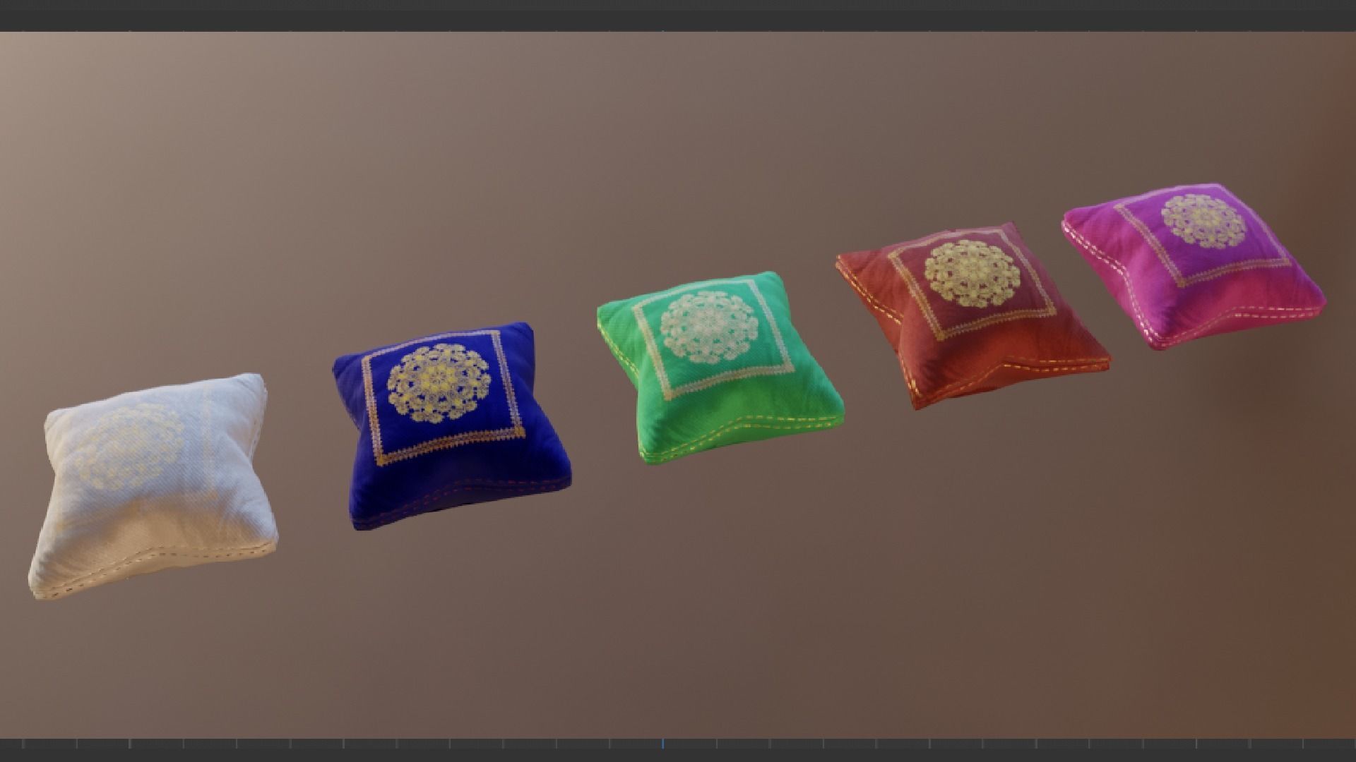 PILLOW SET Low-poly 3D model_9