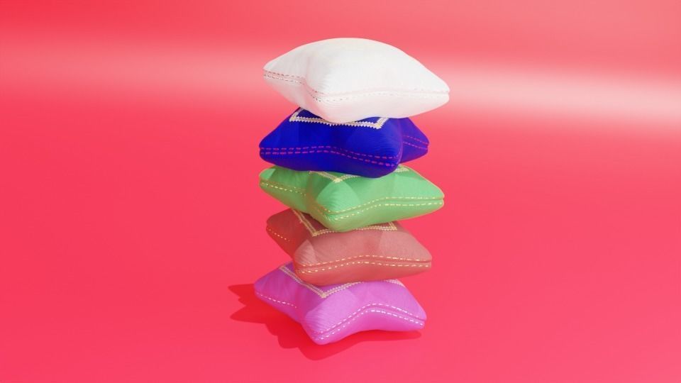 PILLOW SET Low-poly 3D model_5