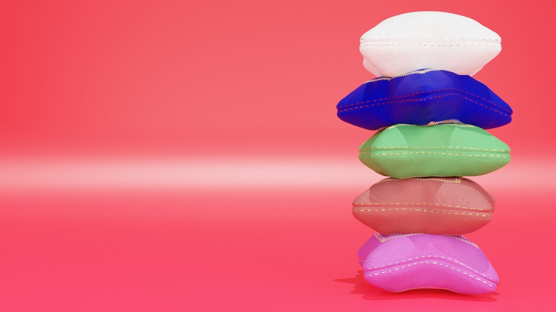 PILLOW SET Low-poly 3D model_2