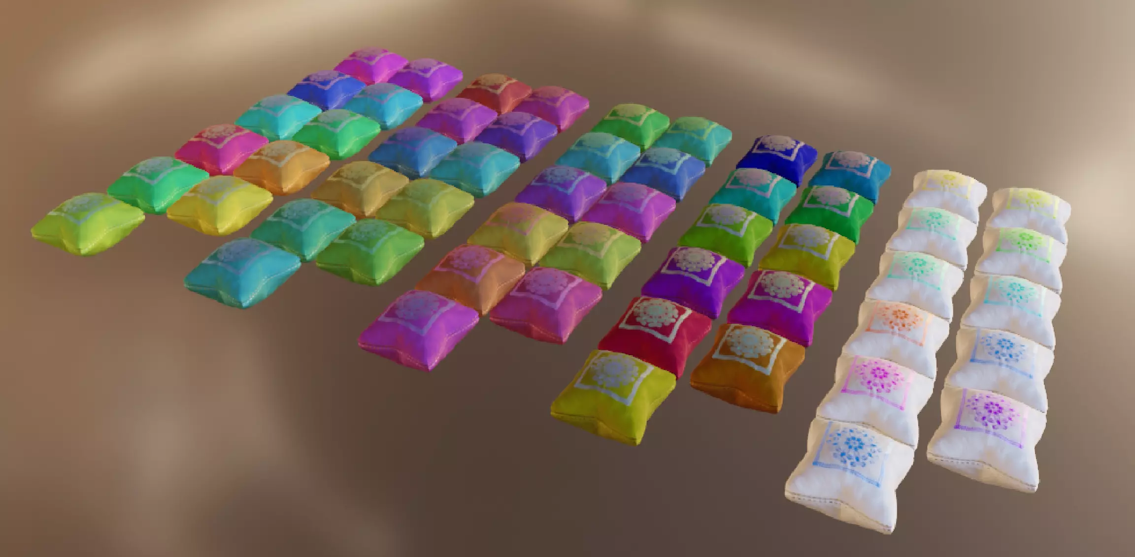 PILLOW SET Low-poly 3D model_0