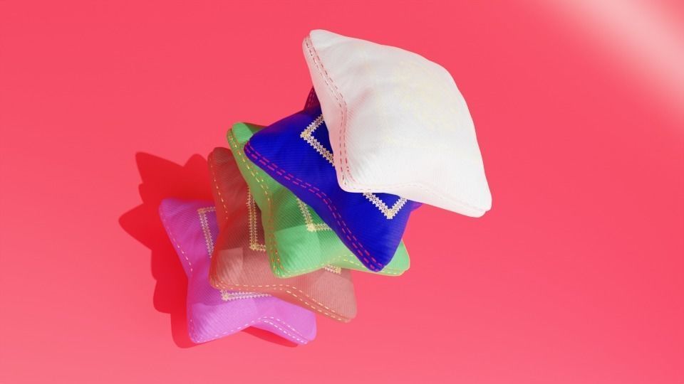 PILLOW SET Low-poly 3D model_7