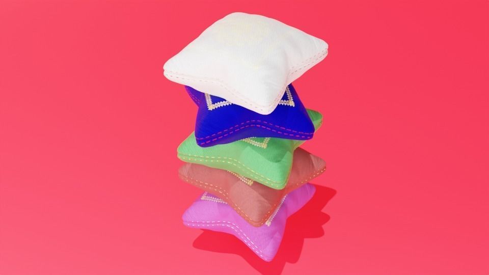 PILLOW SET Low-poly 3D model_6