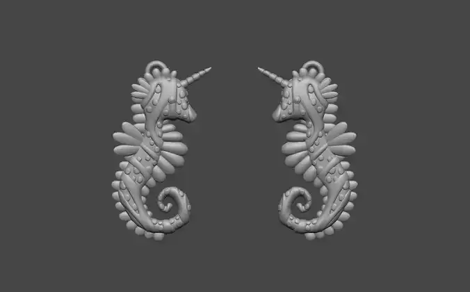 sea horse pentant and earrings 3d model 3d printable