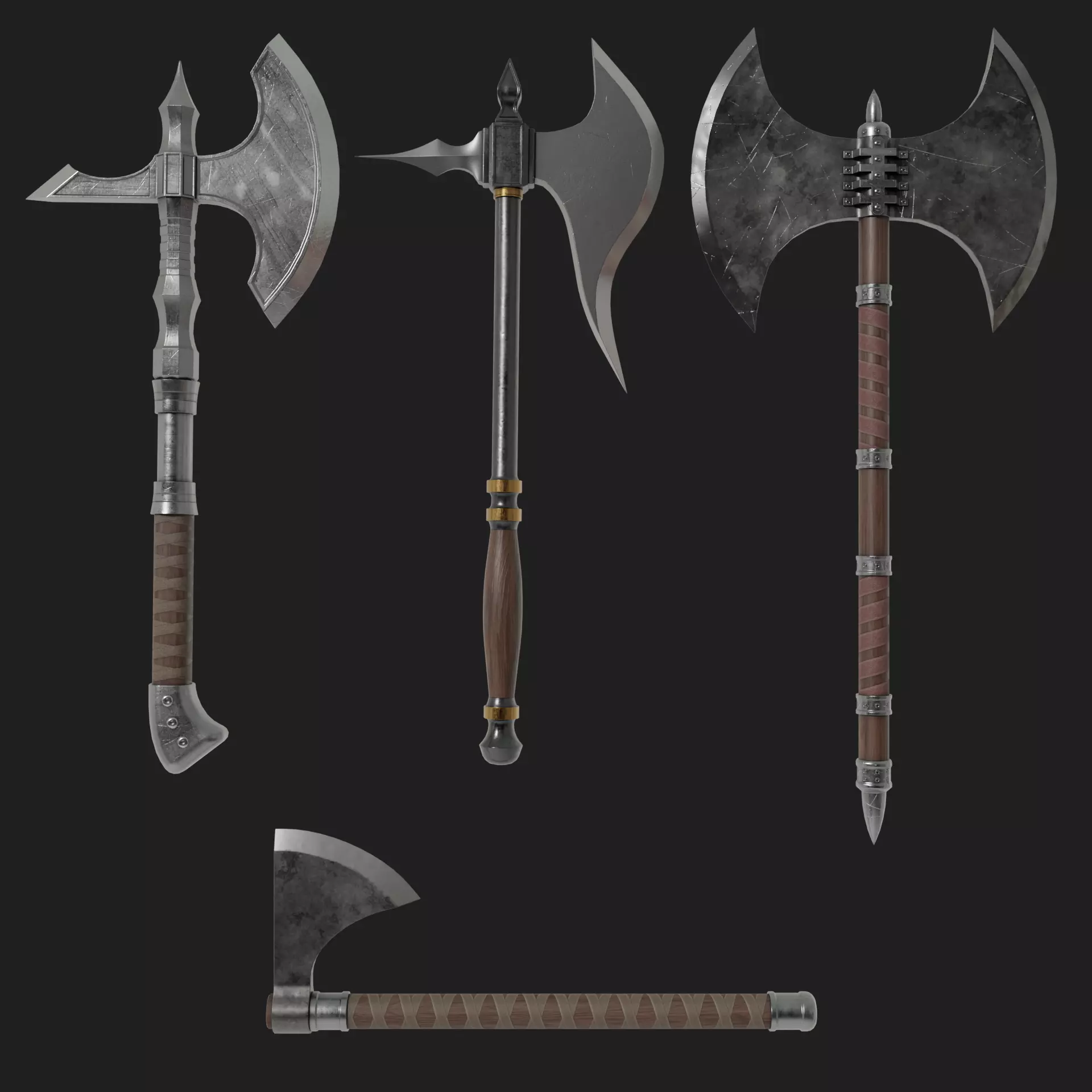Game ready medieval axes collection _0