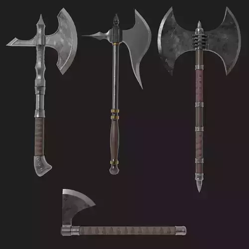 Game ready medieval axes collection 
