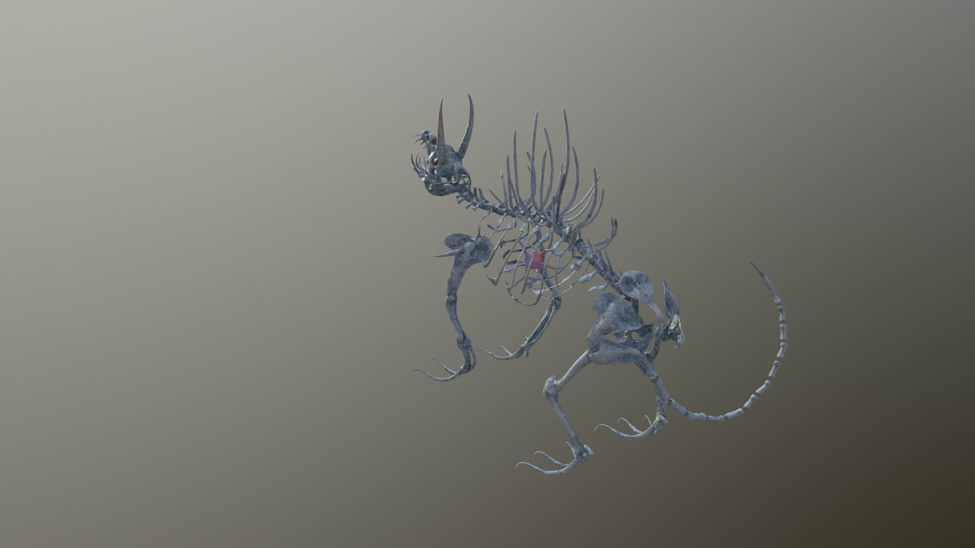 Creepy Bone Monster Low-poly 3D model_12