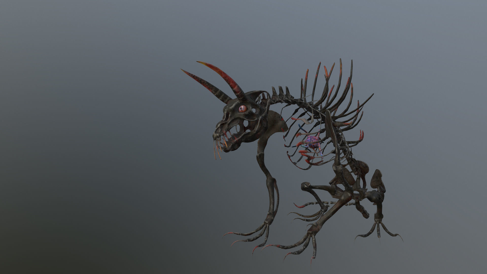 Creepy Bone Monster Low-poly 3D model_5