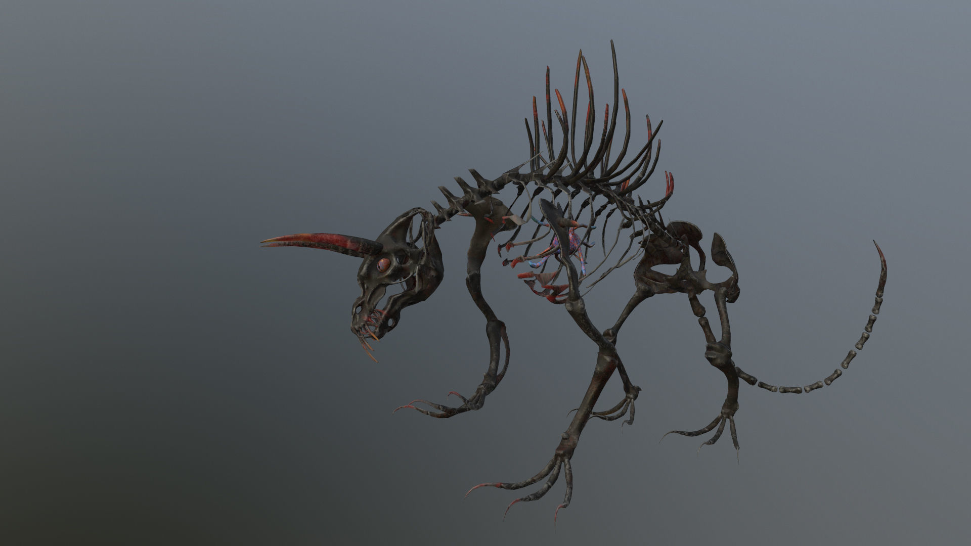 Creepy Bone Monster Low-poly 3D model_6