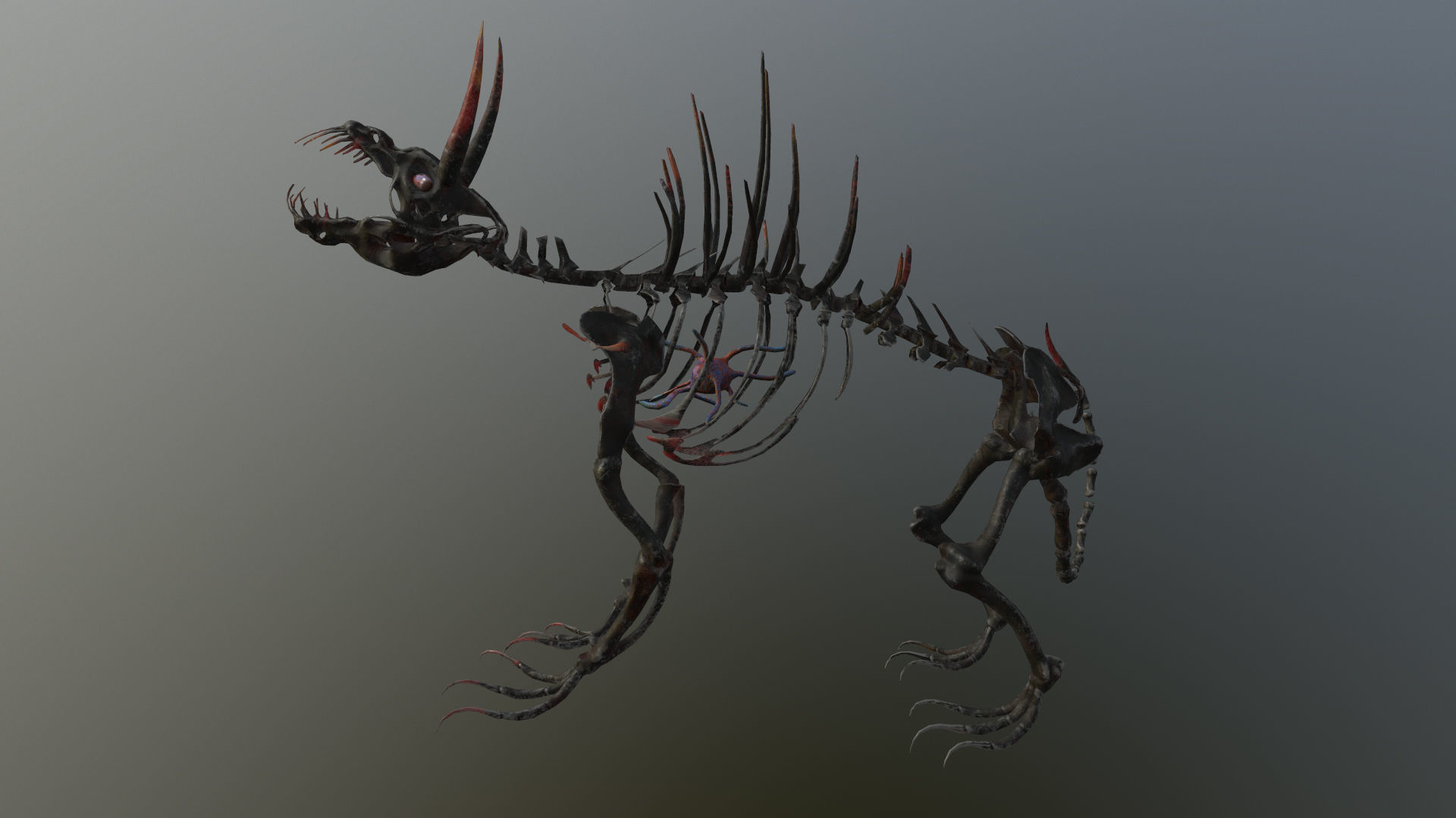 Creepy Bone Monster Low-poly 3D model_7