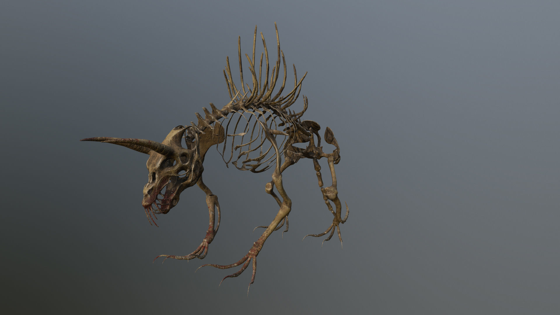 Creepy Bone Monster Low-poly 3D model_2