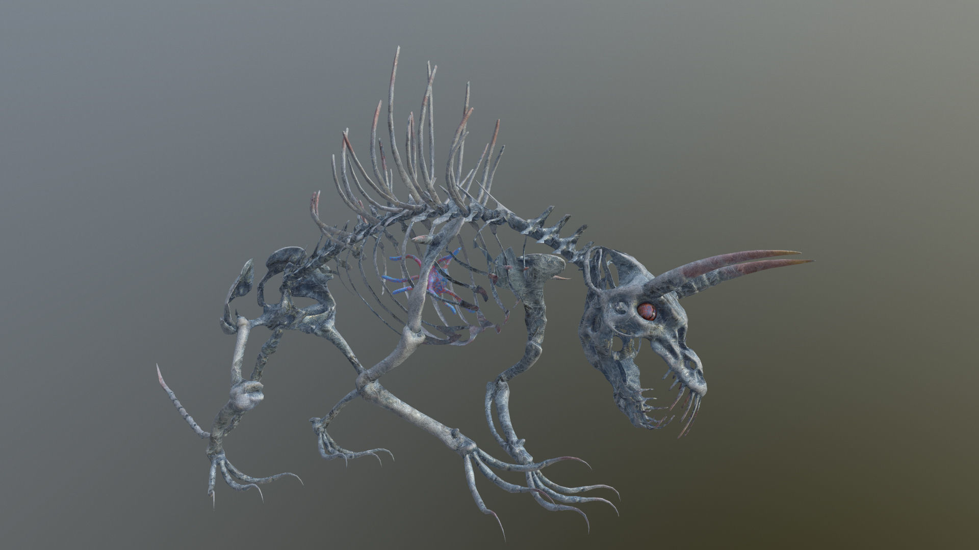 Creepy Bone Monster Low-poly 3D model_10