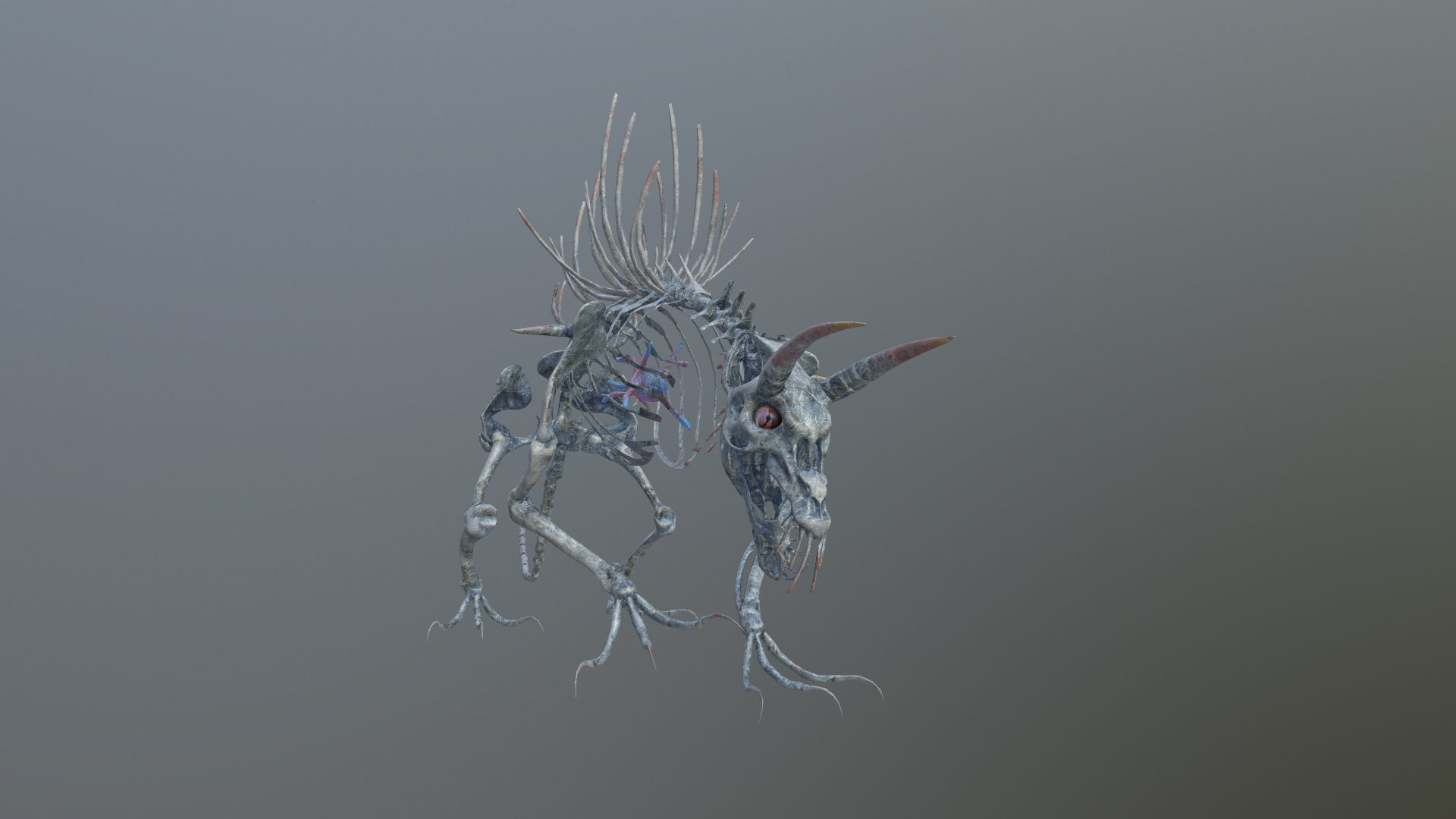 Creepy Bone Monster Low-poly 3D model_9