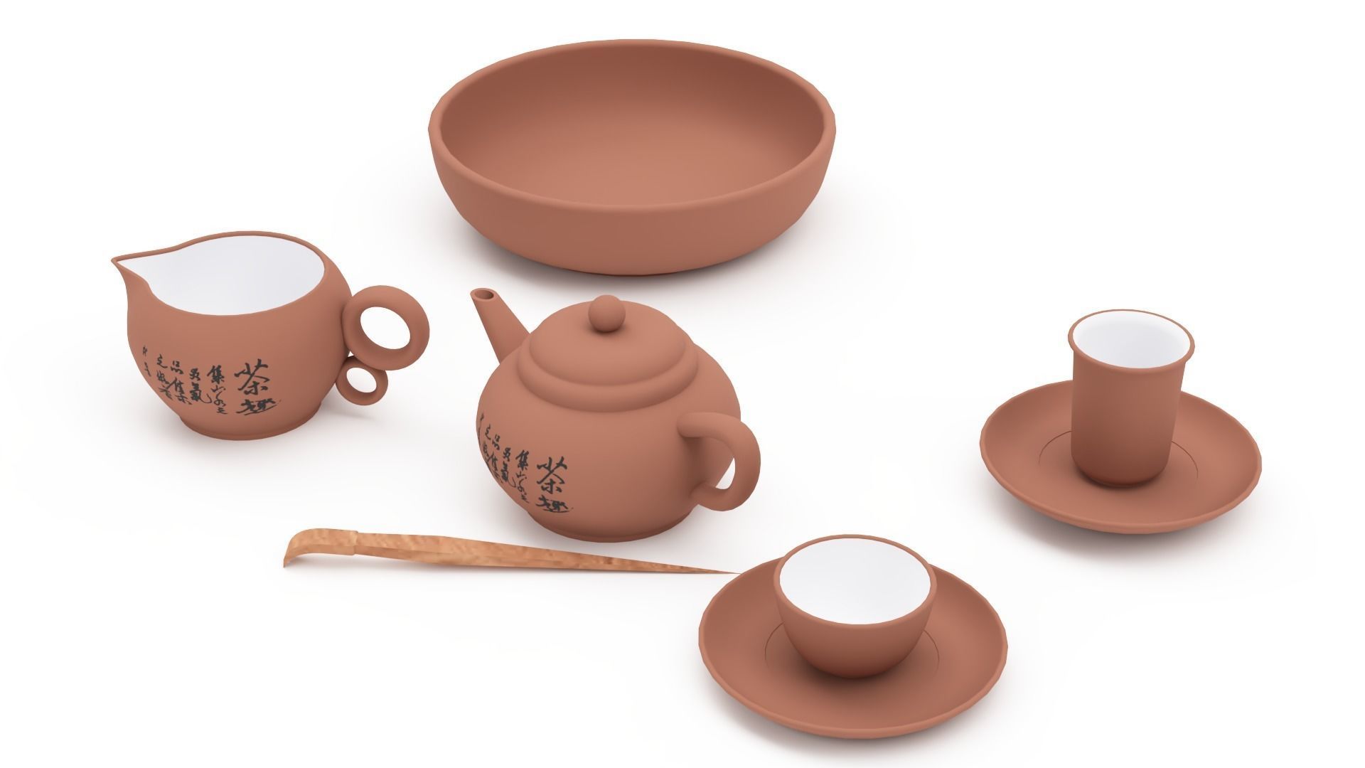 Chinese traditional ceremony tea set 3D model_3
