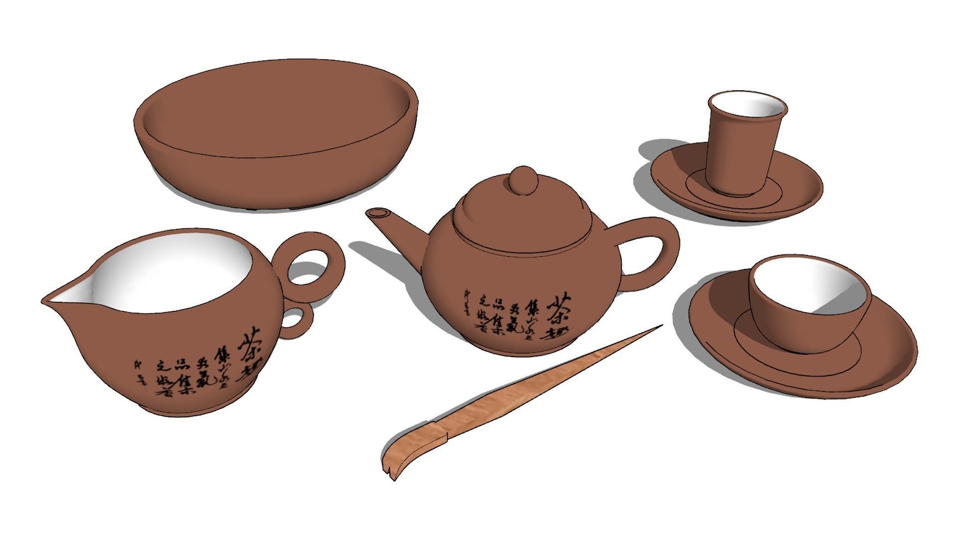 Chinese traditional ceremony tea set 3D model_8
