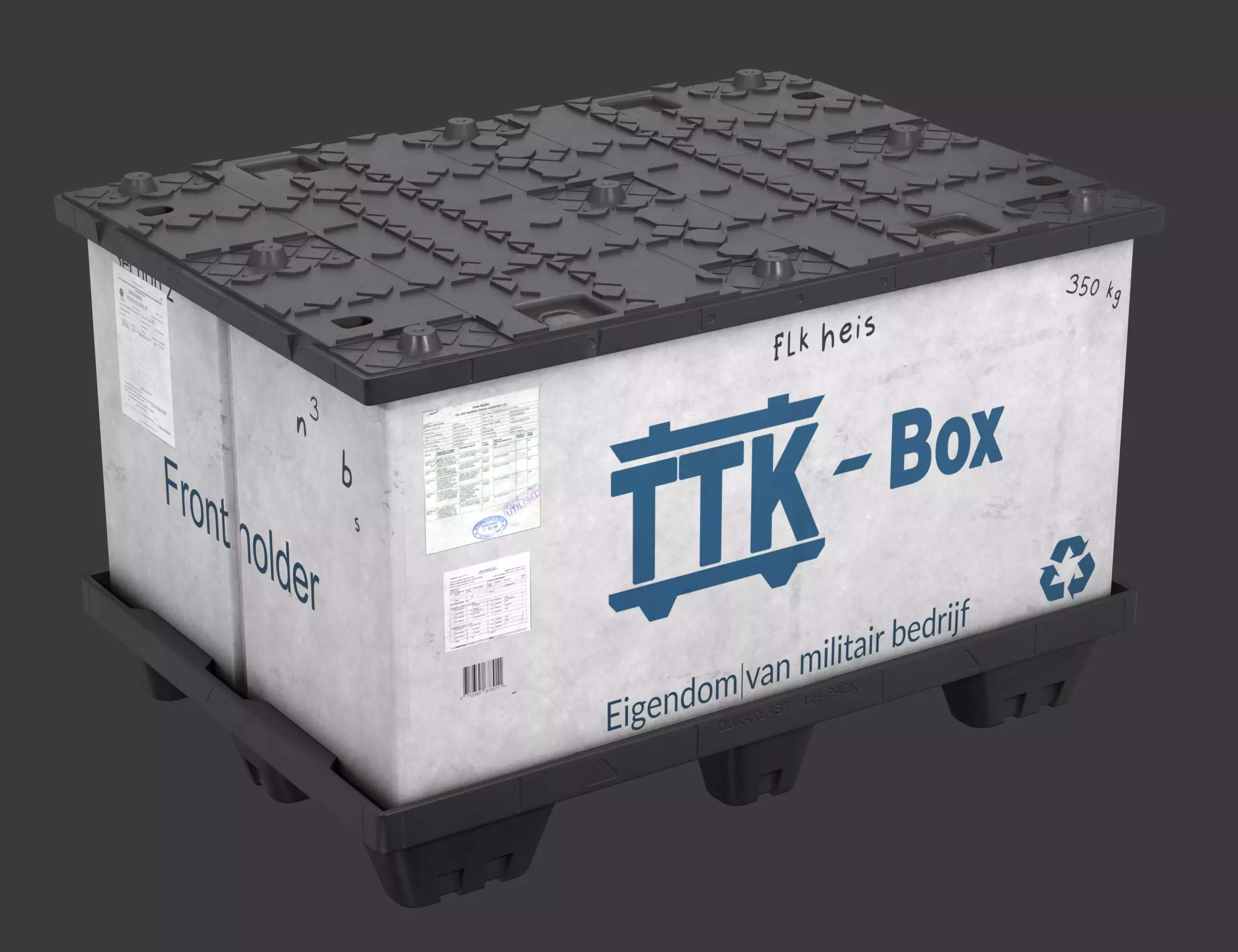Military cargo container Low-poly 3D model_0