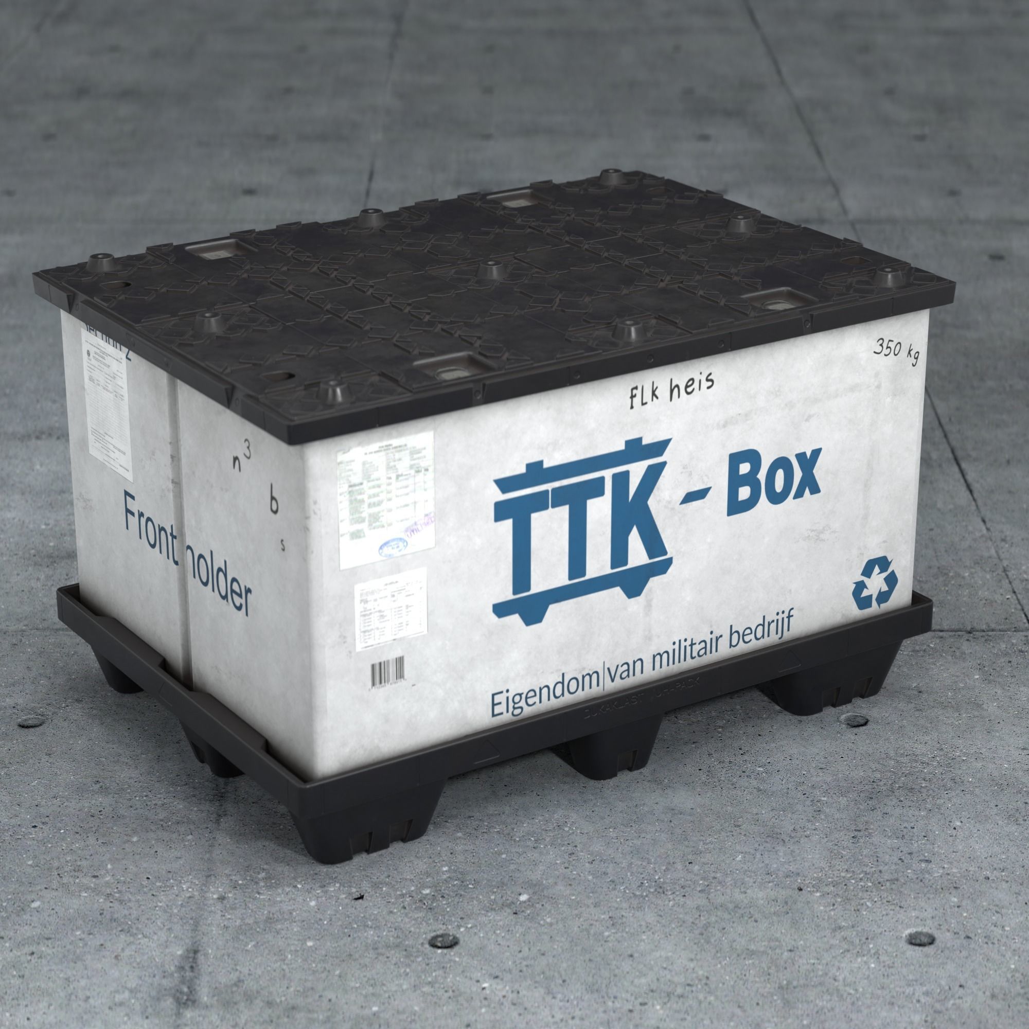 Military cargo container Low-poly 3D model_3