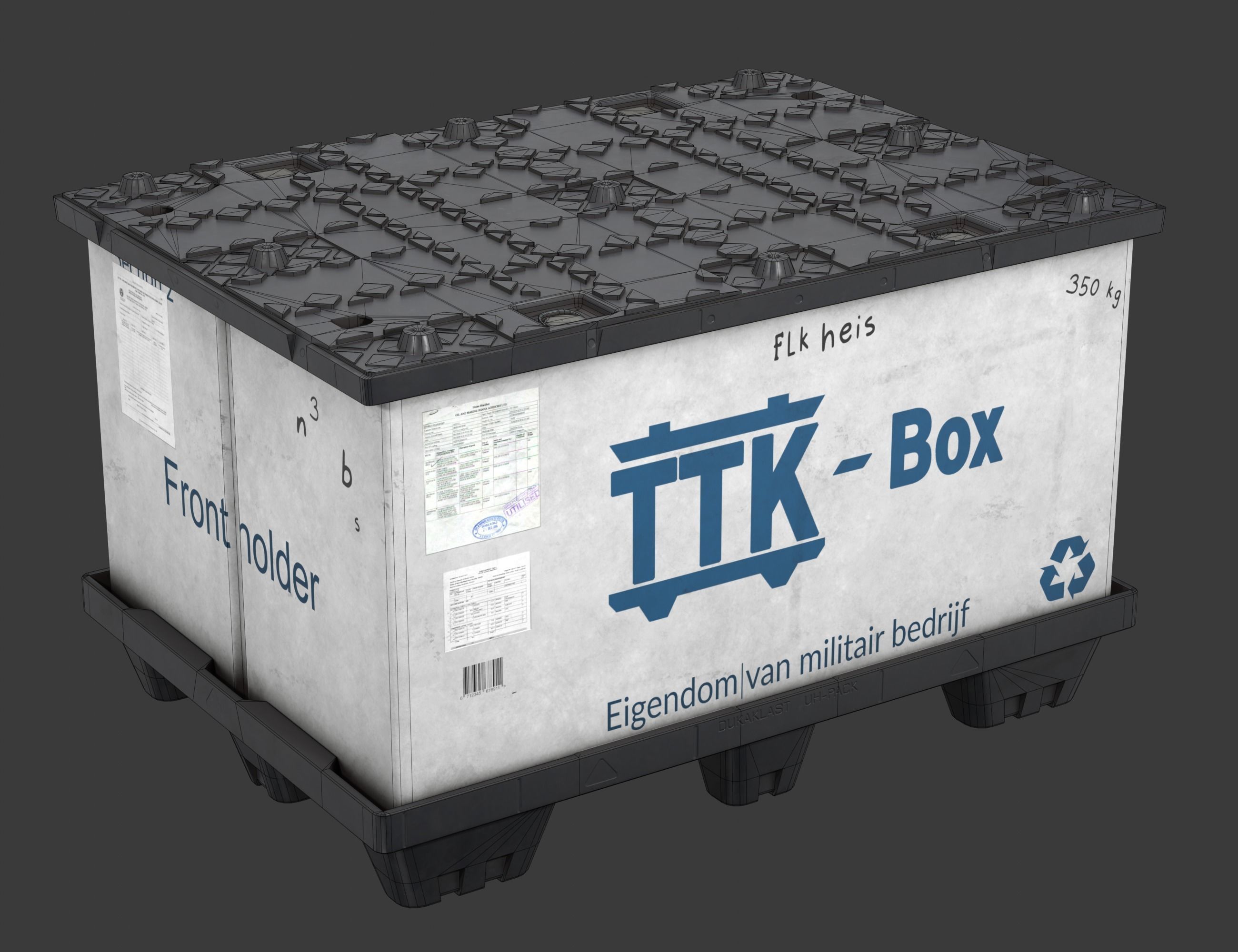 Military cargo container Low-poly 3D model_2