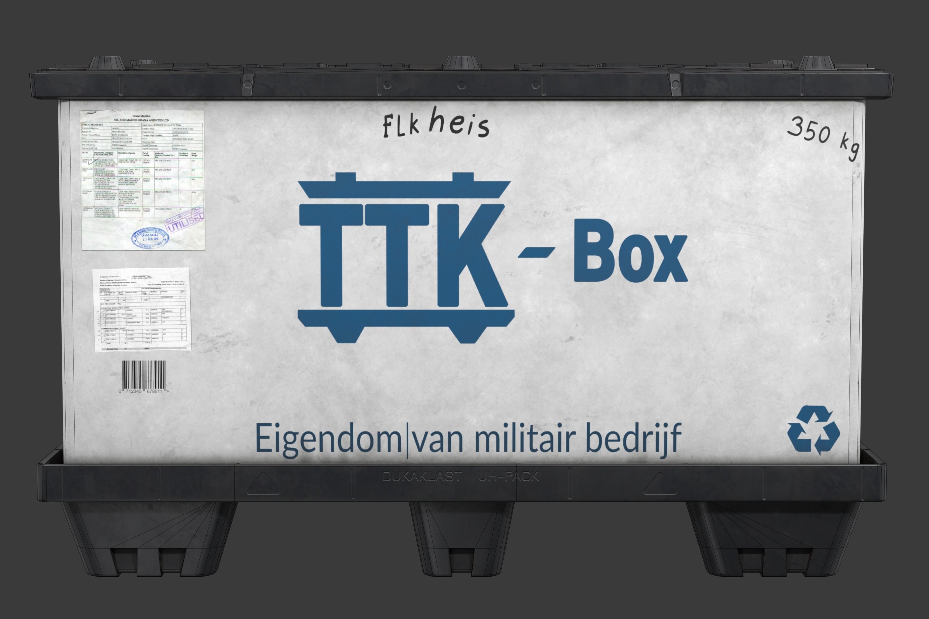 Military cargo container Low-poly 3D model_6