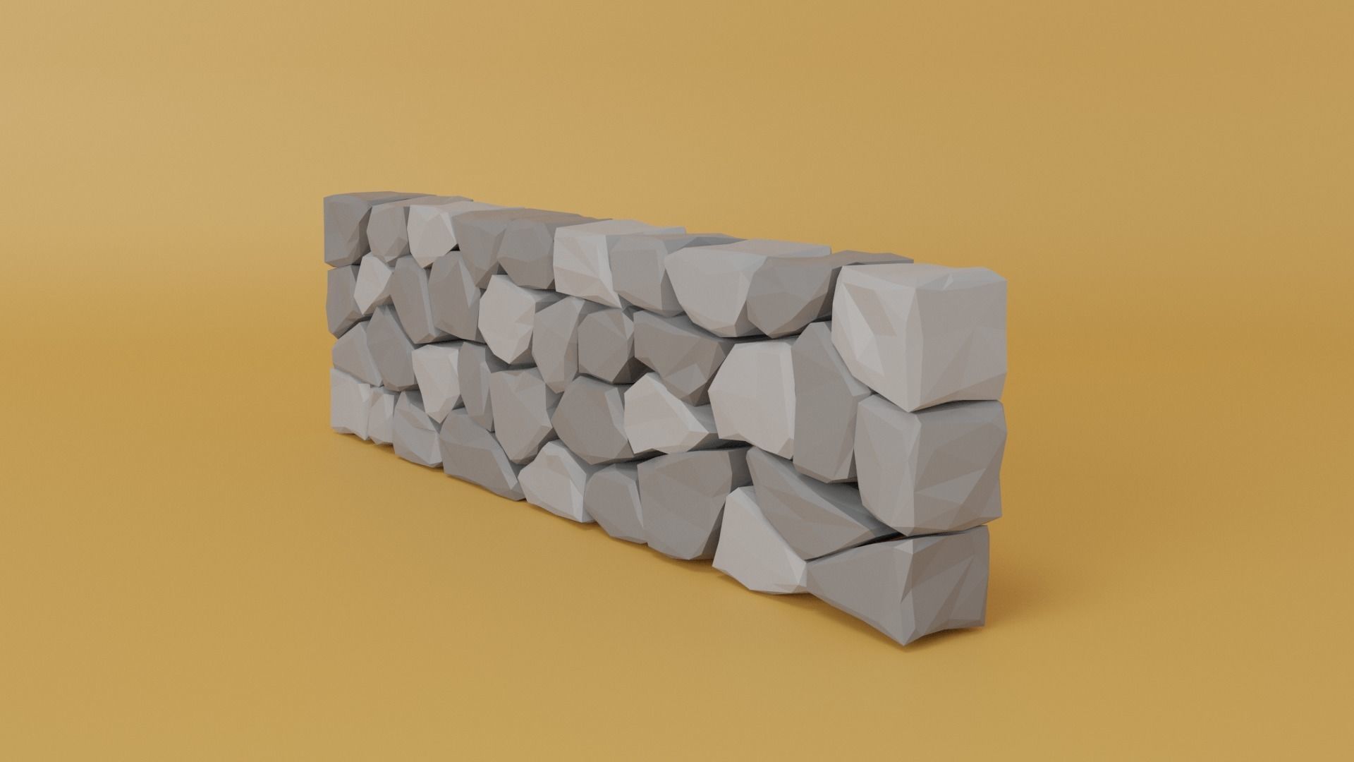 Stone Wall Low-poly 3D model_4