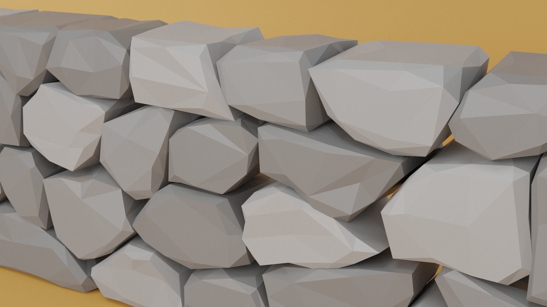 Stone Wall Low-poly 3D model_10