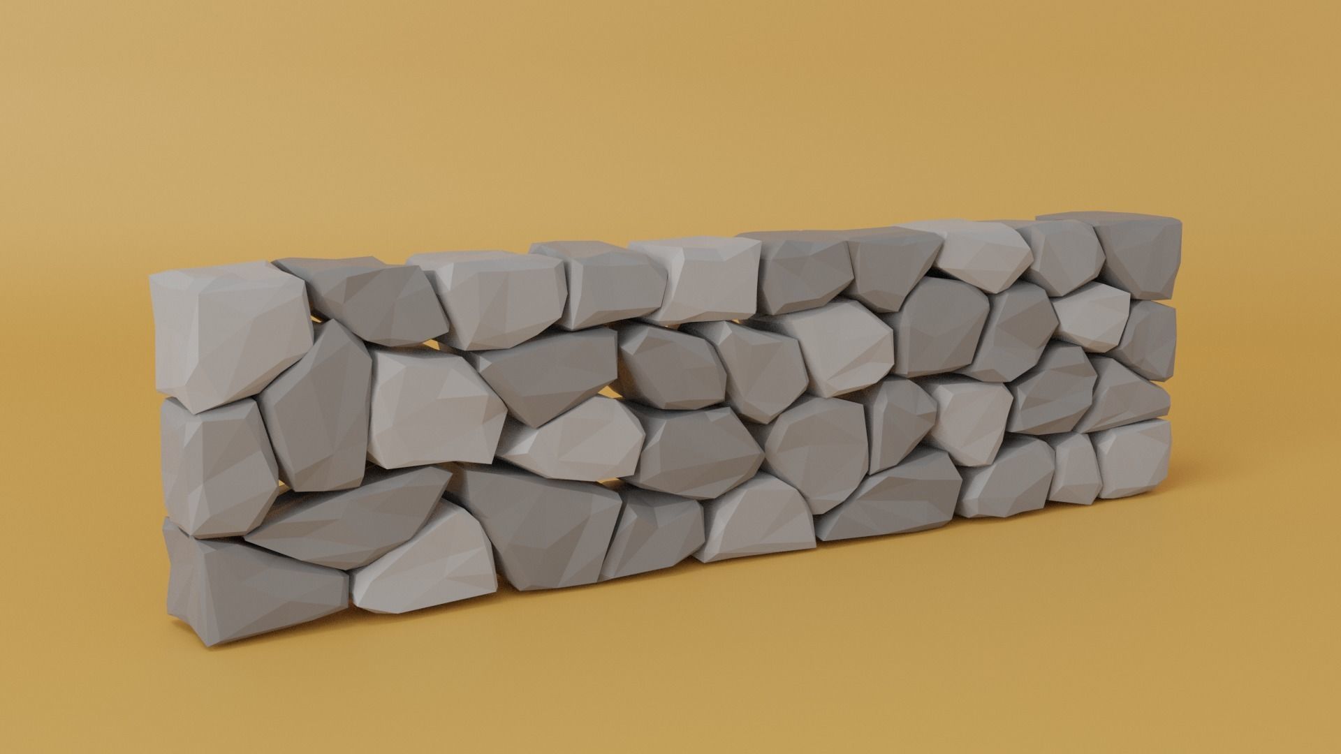 Stone Wall Low-poly 3D model_2