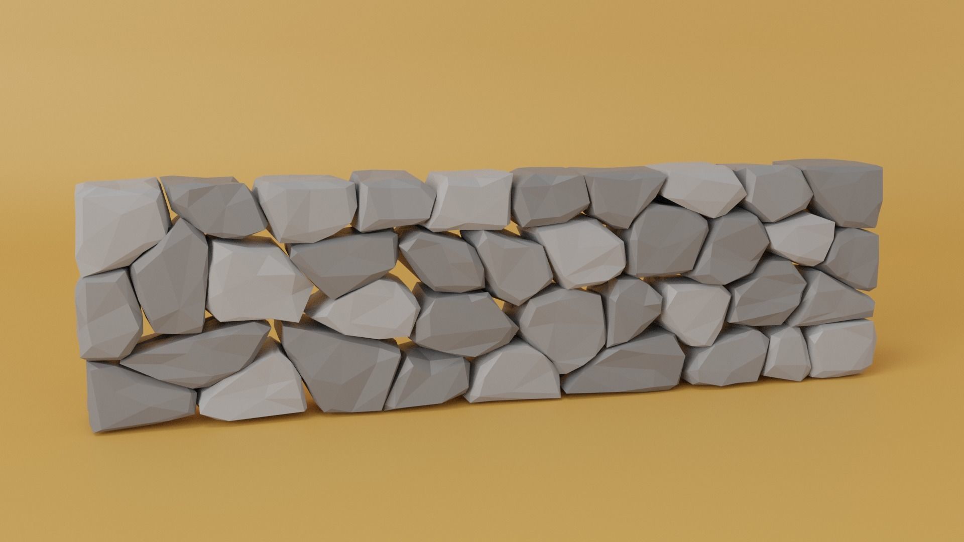 Stone Wall Low-poly 3D model_1