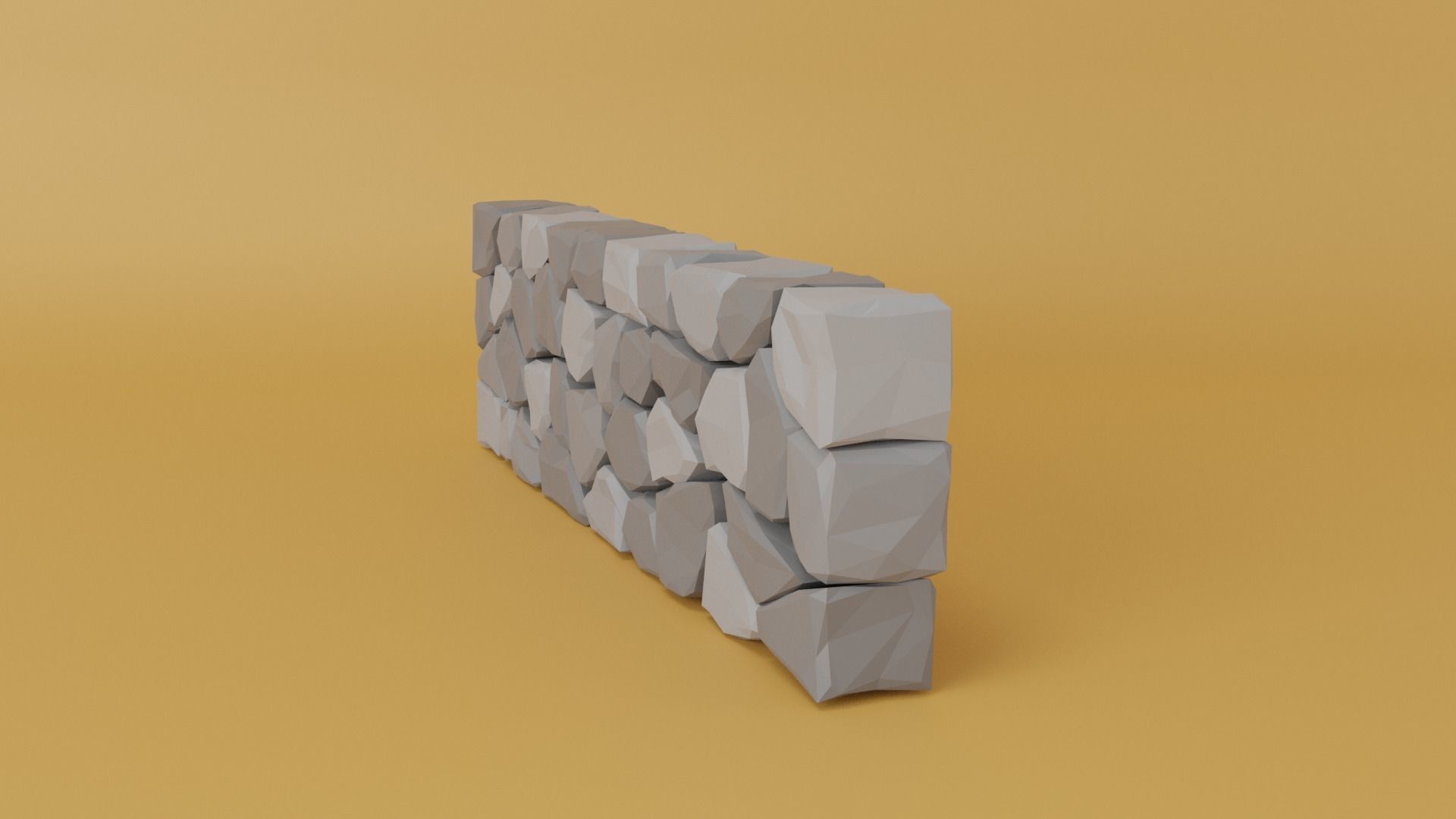 Stone Wall Low-poly 3D model_6
