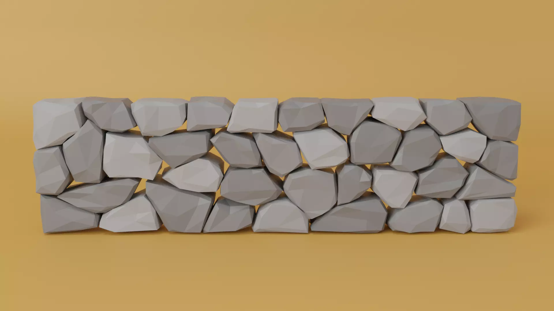Stone Wall Low-poly 3D model_0