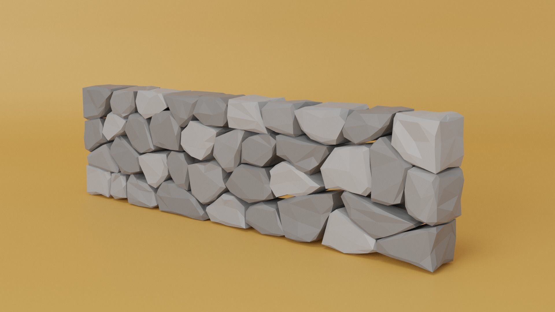 Stone Wall Low-poly 3D model_3