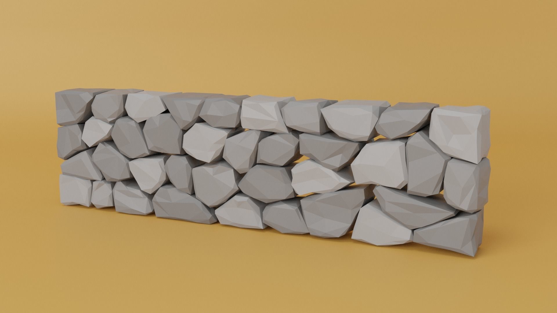 Stone Wall Low-poly 3D model_11