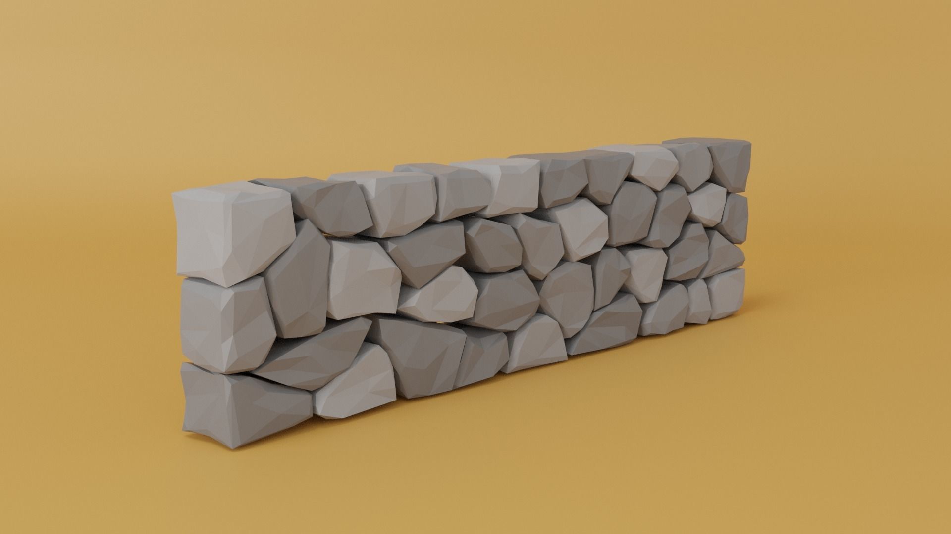 Stone Wall Low-poly 3D model_5